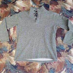 Men's GAP Mock Neck Pullover Size Small 4 Button Gray Very Nice